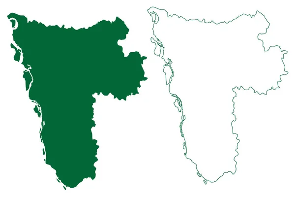Bezirk Amroha Bundesstaat Uttar Pradesh Republik Indien Kartenvektorillustration Kritzelskizze Amroha — Stockvektor