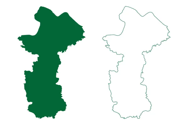 Chandauli District Uttar Pradesh State Republic Índia Map Vector Illustration — Vetor de Stock