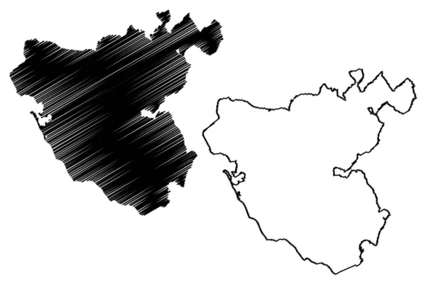 Prowincja Kadyks Królestwo Hiszpanii Wspólnota Autonomiczna Andaluzji Mapa Wektor Ilustracja — Wektor stockowy