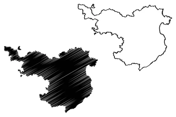 Girona Królestwo Hiszpanii Wspólnota Autonomiczna Katalonia Mapa Wektor Ilustracja Skecz — Wektor stockowy