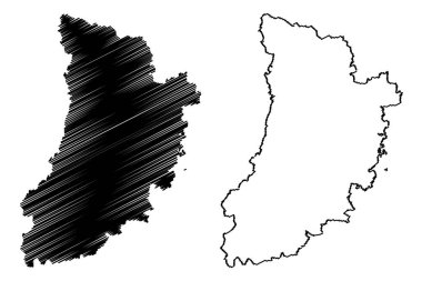 Lleida ili (İspanya Krallığı, Özerk Katalonya) harita vektör çizimi, çizim çizimi Lleida haritası
