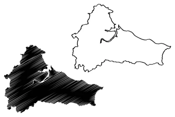 クリーブランド郡 イギリス イングランドの儀式郡 地図ベクトル図 スケッチブルなスケッチクリーブランド地図 — ストックベクタ