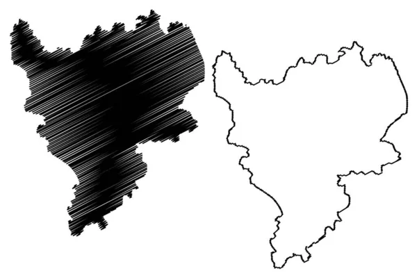 东米德兰地区 联合王国 英格兰地区 地图矢量图解 速写草图东米德兰地区地图 — 图库矢量图片
