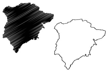 Rutland ilçesi (Birleşik Krallık, İngiltere Seremoni Bölgesi) harita vektör illüstrasyonu, çizim Rutland haritası