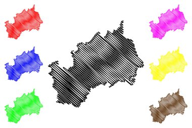 Ahrweiler ilçesi (Almanya Federal Cumhuriyeti, Rhineland-Palatinate eyaleti) harita vektör çizimi, çizim Ahrweiler haritası