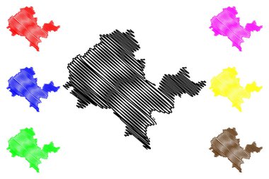 Alzey-Worms ilçesi (Almanya Federal Cumhuriyeti, Rhineland-Palatinate eyaleti) harita vektör çizimi, çizim çizimi Alzey Worms haritası