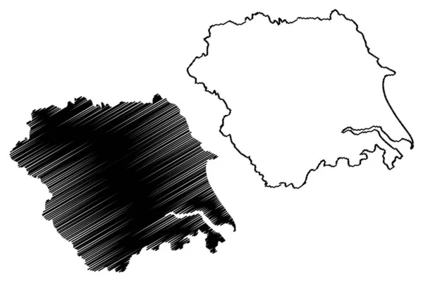 ヨークシャーとハンバー地域 イギリス イギリス 地図ベクトル図 スケッチブック ヨークシャーとハンバー地図 — ストックベクタ