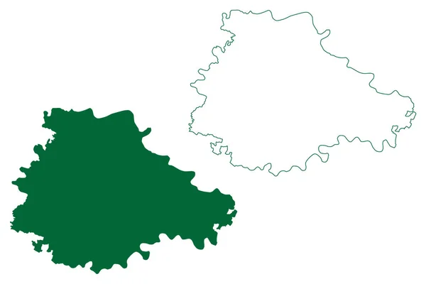 Jalaun区 印度共和国北方邦 地图矢量图解 手绘草图Jalaun地图 — 图库矢量图片