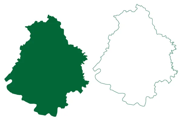 Kanpur Dehat District Uttar Pradesh State Indická Republika Mapa Vektorové — Stockový vektor