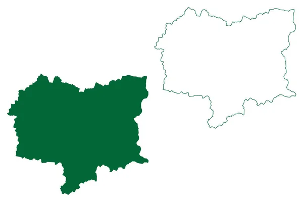 Distrito Meerut Uttar Pradesh State Republic Índia Mapa Ilustração Vetorial —  Vetores de Stock
