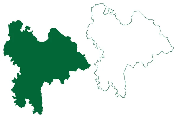 District Pilibhit État Uttar Pradesh République Inde Illustration Vectorielle Carte — Image vectorielle