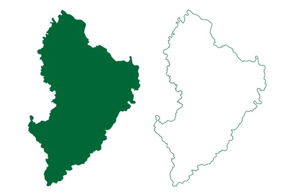 ランプール郡 インド ウッタル プラデーシュ州 地図ベクトル図 スケッチブル スケッチランプール地図 — ストックベクタ