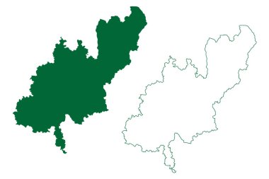 Shahjahanpur ilçesi (Uttar Pradesh Eyaleti, Hindistan Cumhuriyeti) harita vektör ilüstrasyonu, Shahjahanpur haritası çizimi