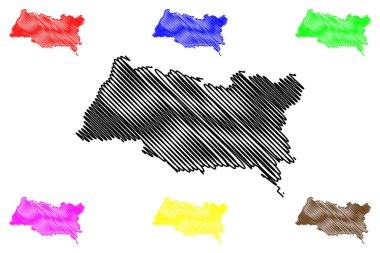 Emmendingen ilçesi (Federal Almanya Cumhuriyeti, kırsal bölge, Baden-Wurttemberg Eyaleti) harita vektör çizimi, çizim Emmendingen haritası