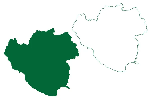 パウリ ガルワル地区 ウッタラーカンド州またはウッタラーンカル州 インド 地図ベクトル図 スクリプトスケッチ Garhwal Map — ストックベクタ