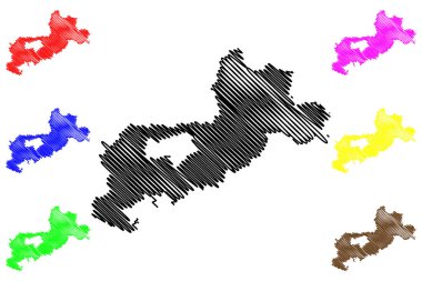 Gottingen ilçesi (Almanya Federal Cumhuriyeti, kırsal bölge, Aşağı Saksonya Eyaleti) harita vektör çizimi, çizim çizimi Gottingen haritası