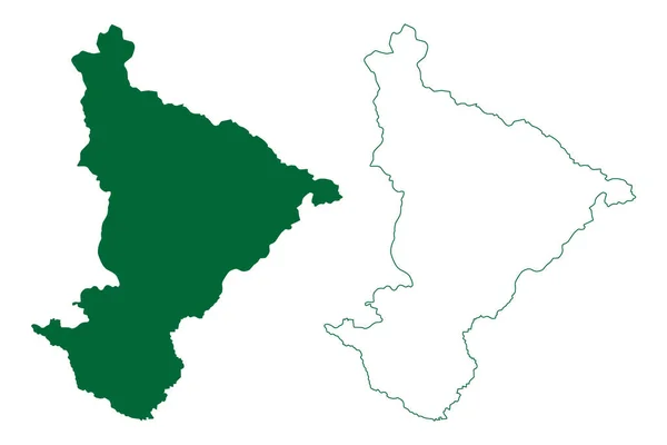 Pithoragarh District Uttarakhand Nebo Uttaranchal State Indická Republika Mapa Vektorová — Stockový vektor
