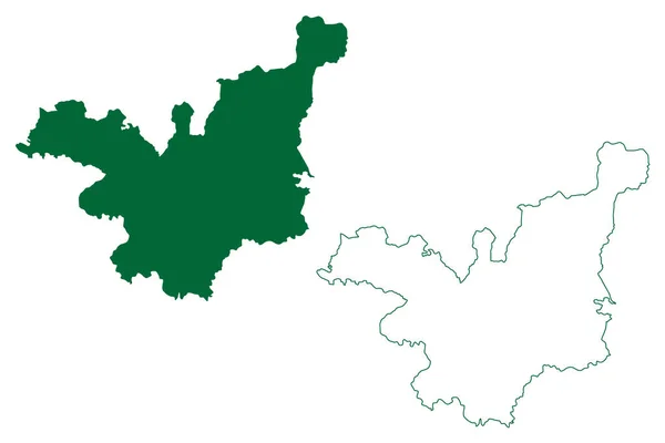 Tehri Garhwal District Uttarakhand Uttaranchal State Republic India Mapa Vector — Vector de stock