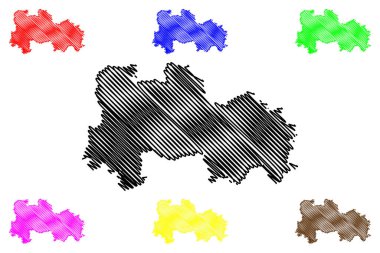 Havelland İlçesi (Federal Almanya Cumhuriyeti, kırsal bölge, Brandenburg Eyaleti) harita vektör çizimi, Havelland haritası çizimi