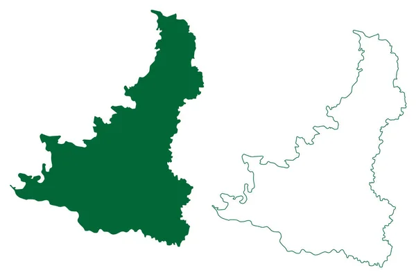 Birbhum District West Bengal State Republic Índia Map Vector Illustration —  Vetores de Stock