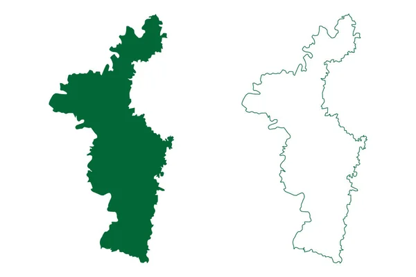 Nadia Distrikt Västbengaliska Staten Republiken Indien Karta Vektor Illustration Klotskiss — Stock vektor