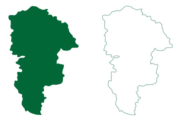 パシム メディニプール郡 西ベンガル州 インド 地図ベクトル図 スケッチブルなスケッチ西ミドナポア州地図 — ストックベクタ