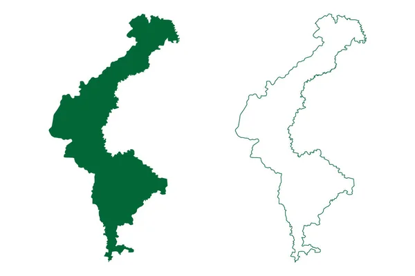 Uttar Dinajpur区 印度共和国西孟加拉邦 地图矢量图解 手绘草图Uttar Dinajpur地图 — 图库矢量图片