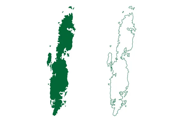 中アンダマン地域 アンダマン ニコバル諸島連合地域 インド共和国 地図ベクトルイラスト スケッチ北 中アンダマン地図 — ストックベクタ
