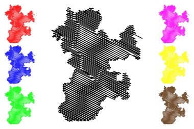 Miltenberg ilçesi (Almanya Federal Cumhuriyeti, Fransa kırsal bölgesi, Bavyera Serbest Eyaleti) harita vektör çizimi, çizim Miltenberg haritası