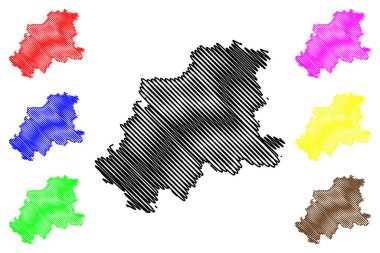 Neckar-Odenwald-Kreis ilçesi (Almanya Federal Cumhuriyeti, kırsal bölge, Baden-Wurttemberg Eyaleti) harita vektör çizimi, çizim çizimi Neckar Odenwald Kreis haritası