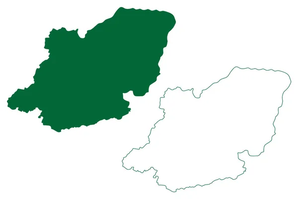 Kupwara区 印度共和国查谟和克什米尔联合领土 地图矢量图解 速写草图Kupwara地图 — 图库矢量图片