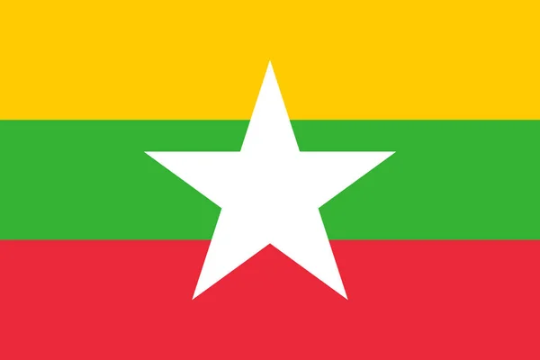 Bandera Nacional República Unión Myanmar Birmania Vector — Vector de stock
