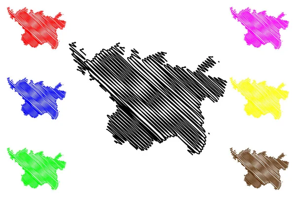 Vulkaneifel区 德意志联邦共和国 莱茵兰 帕拉廷州 地图矢量图解 速写草图Vulkaneifel地图 — 图库矢量图片