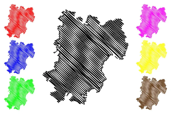 Westerwaldkreis District República Federal Alemania Estado Renania Palatinado Mapa Vector — Vector de stock