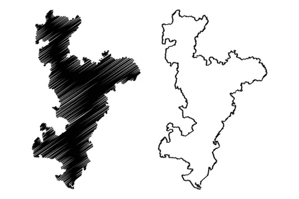 Ahmedabad District Gujarat State Republic India Mapa Vector Illustration Scribble — Archivo Imágenes Vectoriales