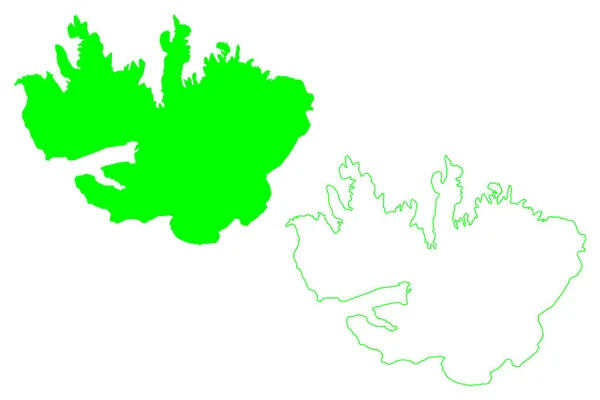 Île Nordaustlandet Royaume Norvège Svalbard Illustration Vectorielle Carte Croquis Griffes — Image vectorielle