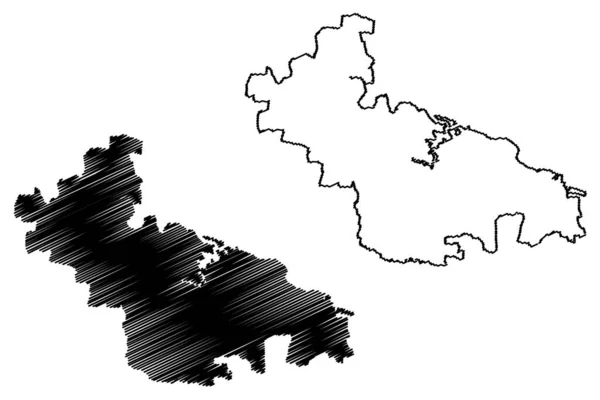 Bagalkot区 印度共和国卡纳塔克邦Belgaum省 地图矢量图解 潦草草图Bagalkot地图 — 图库矢量图片