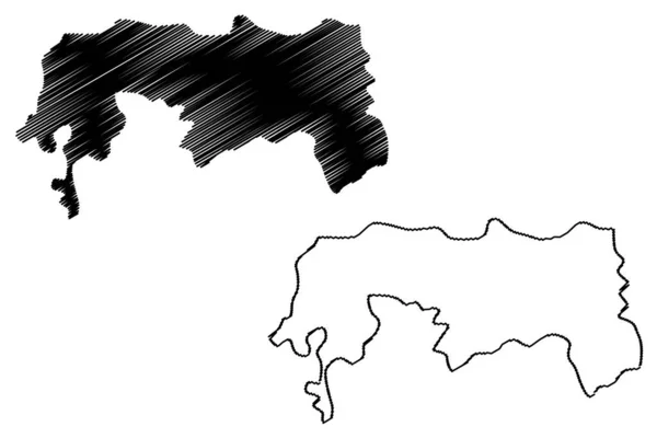 Baksa District Assam State Republic India Map Vector Illustration Scribble — стоковий вектор