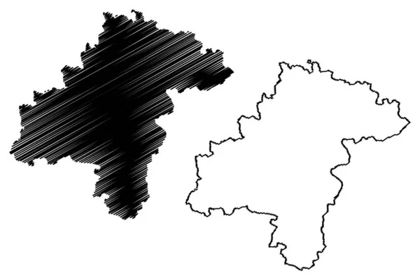 Bemetara District Chhattisgarh State Division Republik Indien Kartenvektorillustration Kritzelskizze Bemetara — Stockvektor