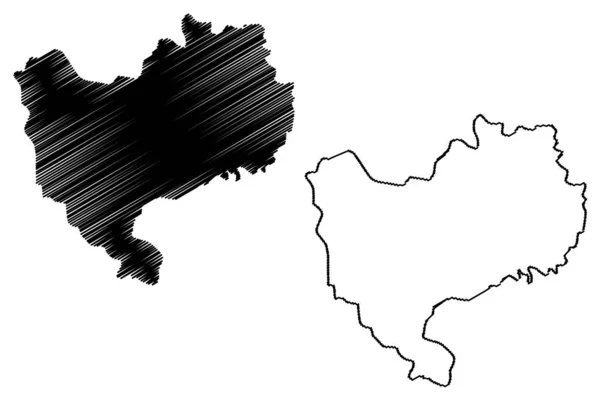 Distretto Bhiwani Stato Haryana Repubblica Dell India Mappa Vettoriale Illustrazione — Vettoriale Stock