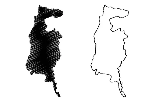 District Bishnupur État Manipur République Inde Illustration Vectorielle Carte Croquis — Image vectorielle