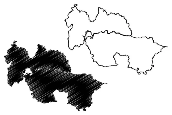 ボカロ郡 インド共和国ジャールカンド州 北チョタナグプル郡 地図ベクトル図 スケッチブックボカロ地図 — ストックベクタ