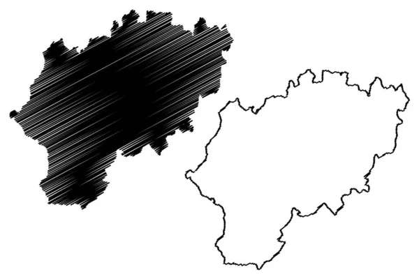 Bundi District Rajasthan State Republika Indii Mapa Wektor Ilustracja Skecz — Wektor stockowy