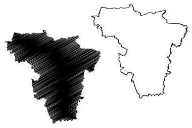 Cachar ilçesi (Assam Eyaleti, Hindistan Cumhuriyeti) harita vektör illüstrasyonu, Cachar haritasını çiz