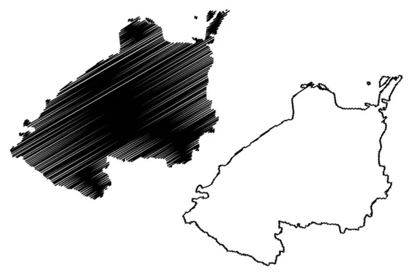 ブクサー郡 インド共和国パトナ郡ビハール州 地図ベクトル図 スクリブルスケッチブクサー地図 — ストックベクタ