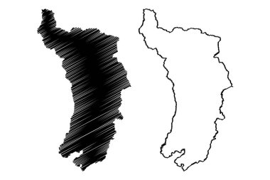 Darjeeling ilçesi (Batı Bengal Eyaleti, Hindistan Cumhuriyeti) harita vektör çizimi, karalama çizimi Darjeeling haritası