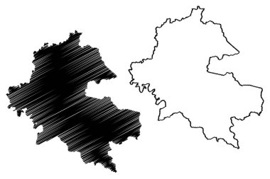 Deoria ilçesi (Uttar Pradesh Eyaleti, Hindistan Cumhuriyeti) harita vektör çizimi, çizim Deoria haritası