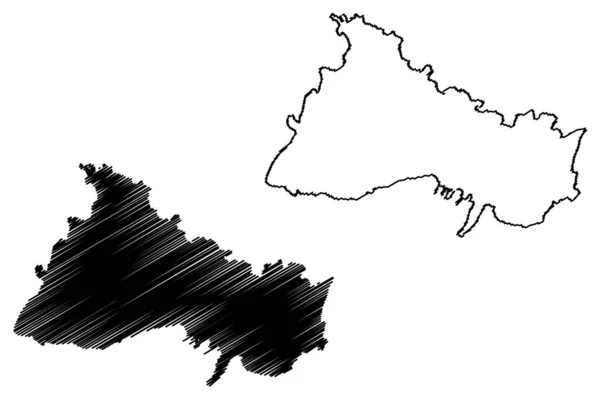 Mapa Wektora Ilustracji Szkic Bazgrołów Mapa Dharmapuri Stan Tamilski Nadu — Wektor stockowy