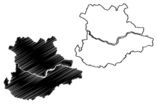 Векторная Иллюстрация Карте Округа Дхенканаль Штат Орисса Республика Индия Каракули — стоковый вектор