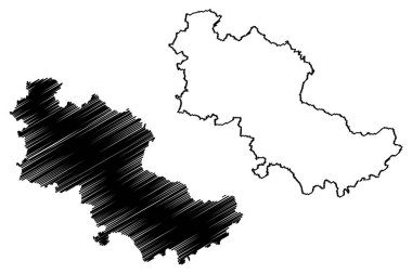 Dindori ilçesi (Madhya Pradesh Eyaleti, Jabalpur bölümü, Hindistan Cumhuriyeti) harita vektör çizimi, çizim Ramgarh haritası